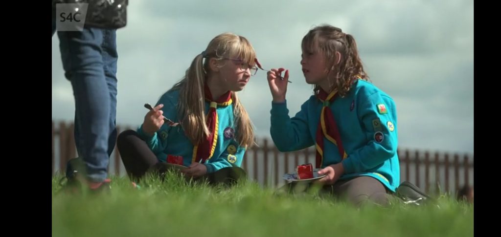 Beavers eating cake